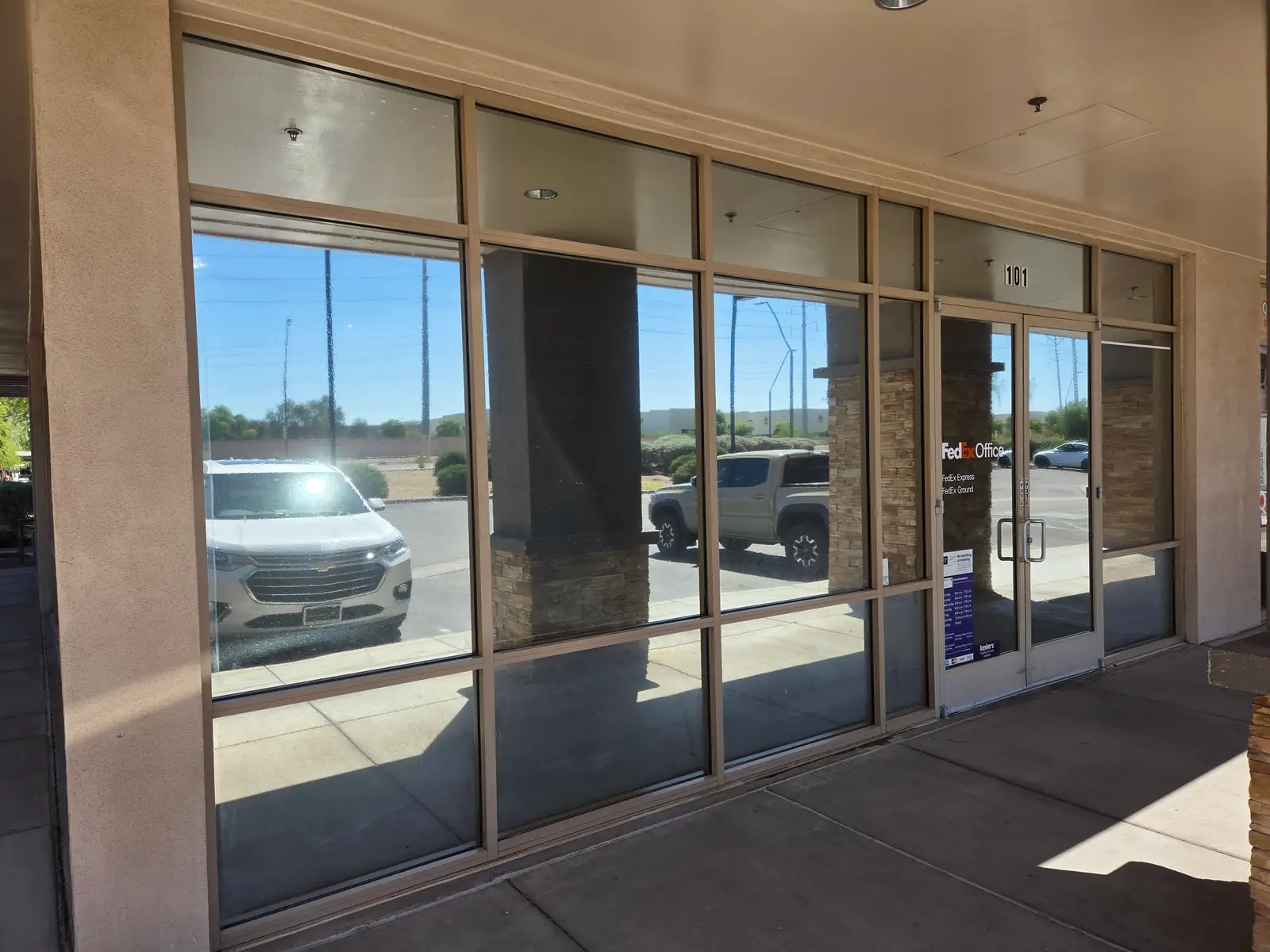 Commercial office building with solar control film in Phoenix, AZ